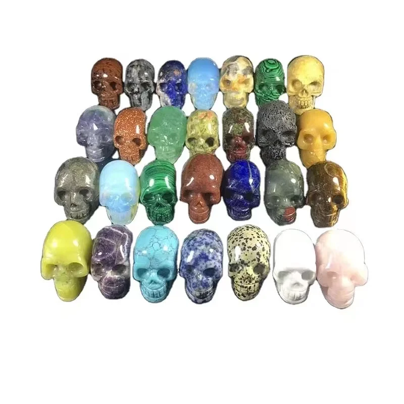 Wholesale Natural stone crystal gemstone crystal craft crystals carving big skull healing stones for home decor