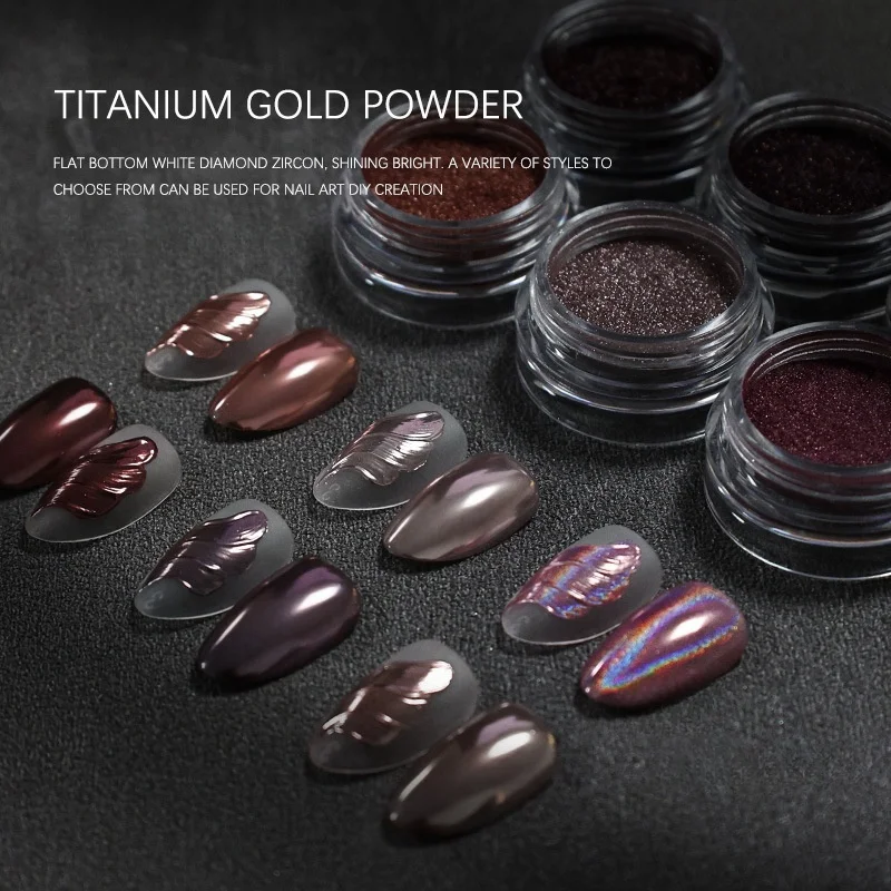 High Bright Titanium Gold Powder Nail Magic Mirror Powder Laser Autumn and Winter Dried Rose Electroplated Metal Glitter Powder