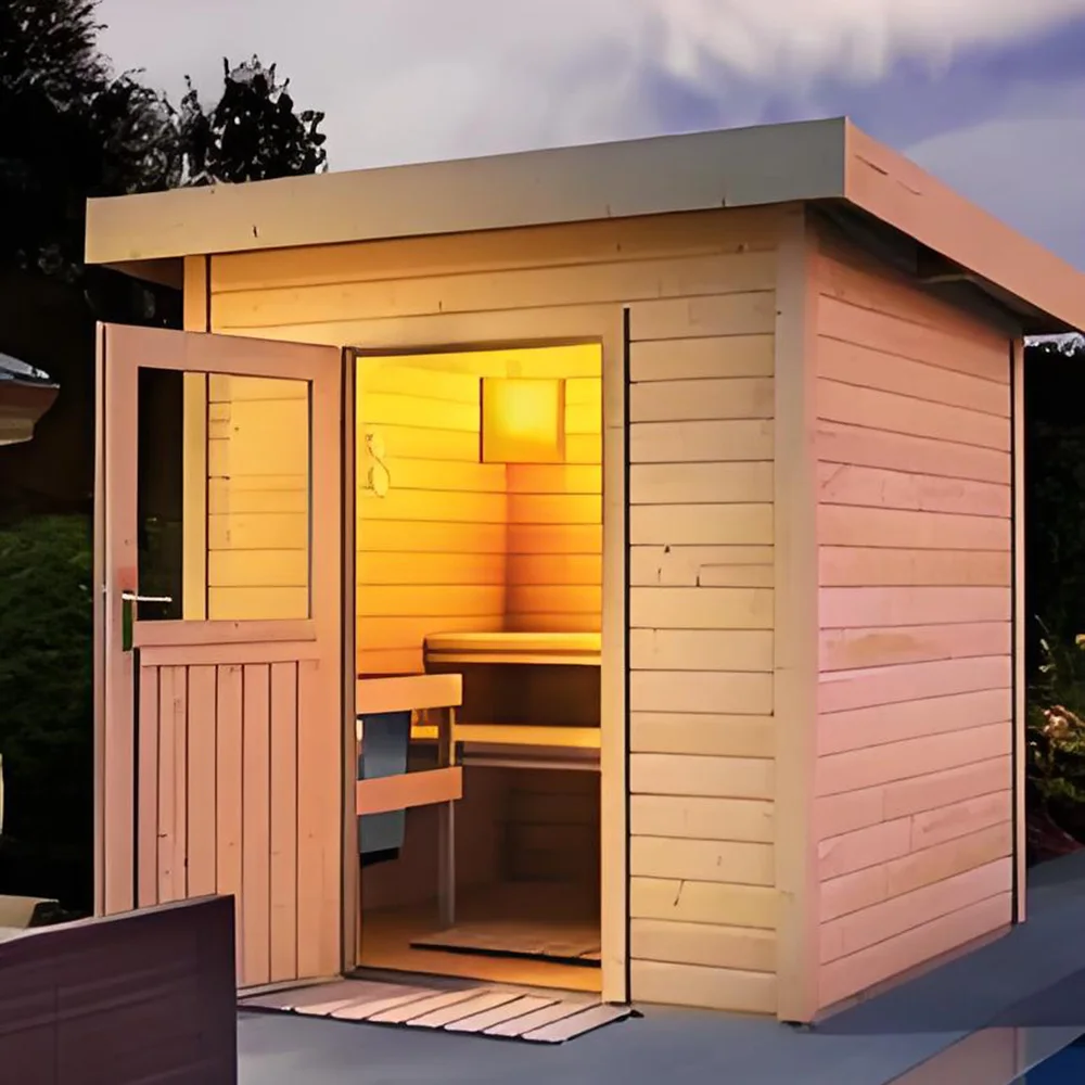 Modern design, luxury cedar/hemlock outdoor sauna, electric stove and far infrared heated garden shed
