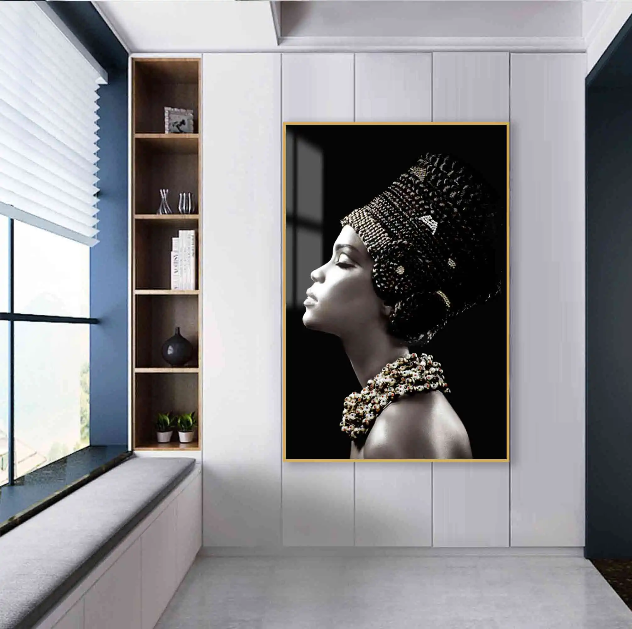 Black and white figure crystal porcelain painting large portrait paintings cheap wall art