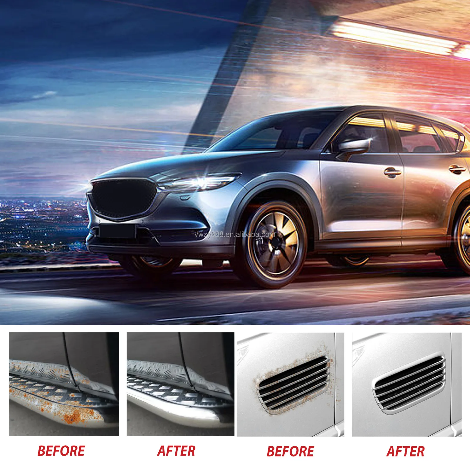 30ml Car Rust Removal Spray Metal Surface Iron Powder Cleaning Rust Remover Multi-purpose with brush tools