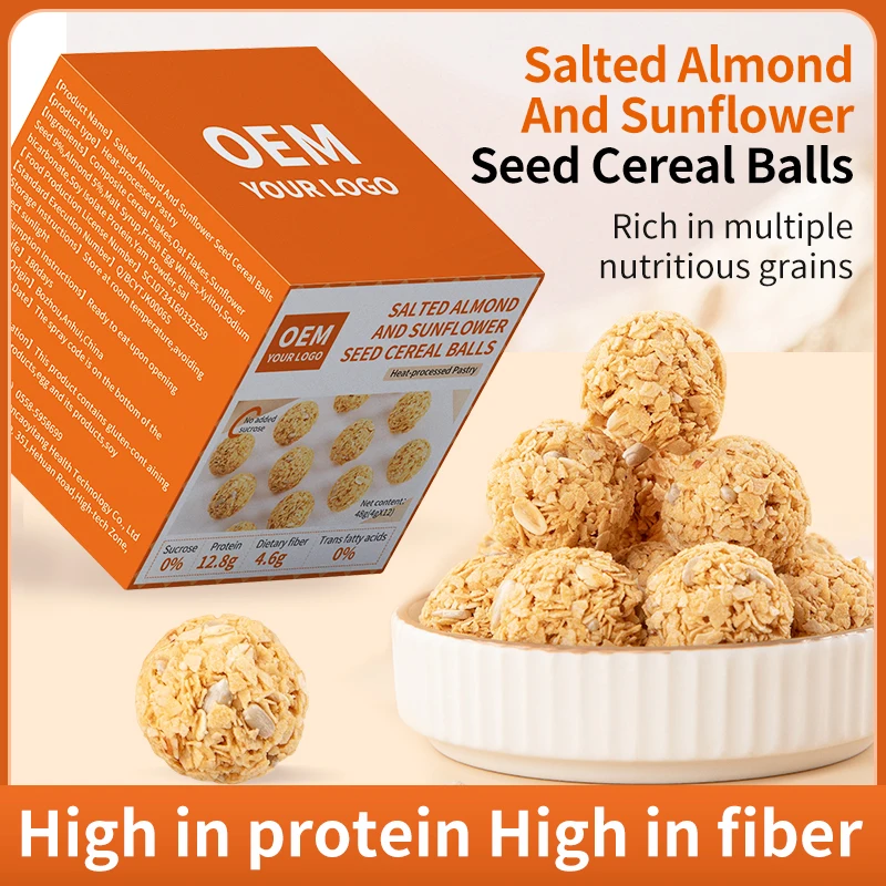 OEM/RTS Instant Flavored Multivitamin Cereal Balls Salted Almond Sunflower Seed Zero Sucrose Calorie Reducing good for health