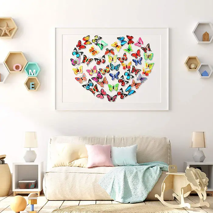 Wholesale 3D butterfly night light creative toy colorful light luminous butterfly night light sticker led