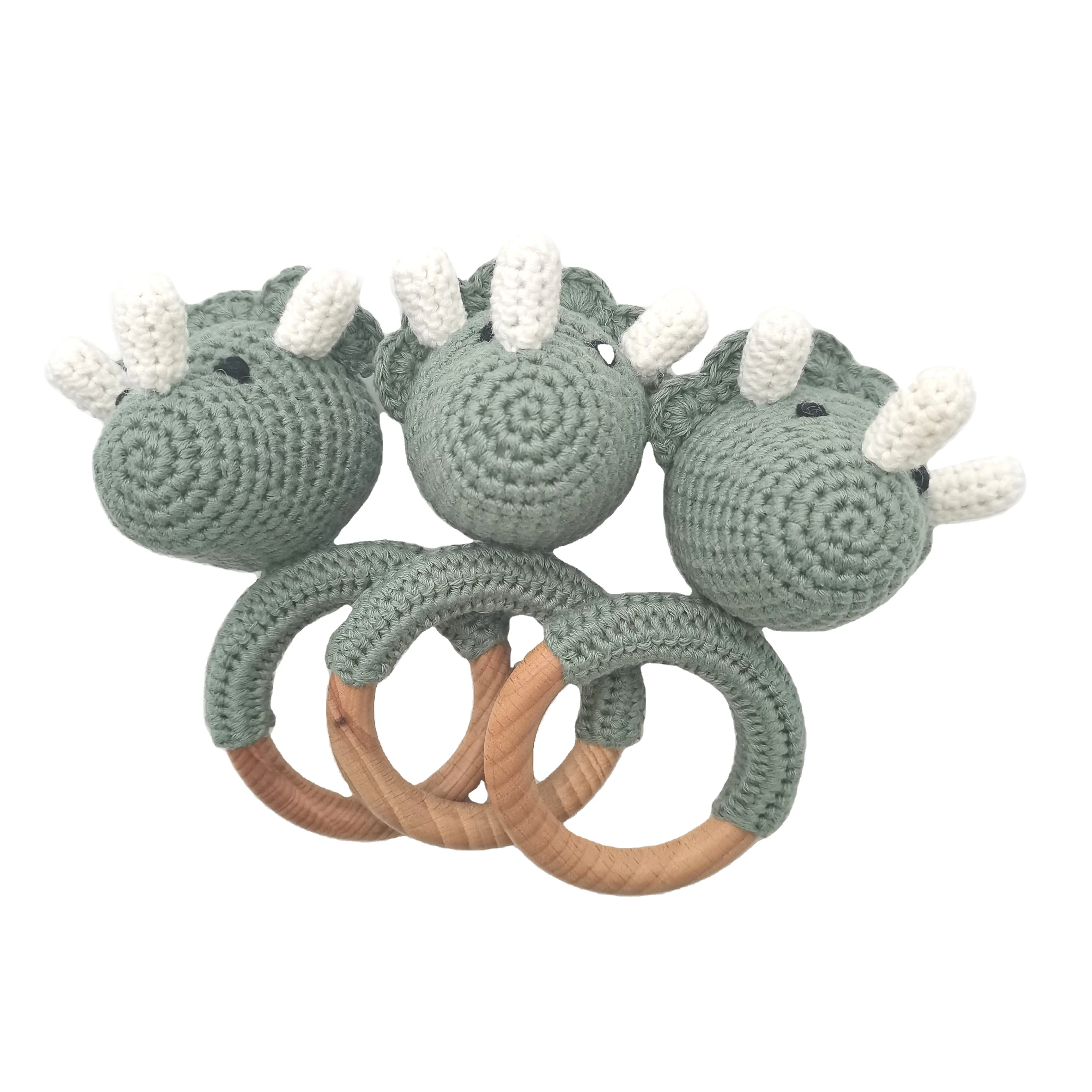 Hot Sale Custom Small Rabbit handmade Crochet  rattle baby toy for Kids Crafts Gift