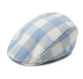 Blue Red Plaid Snap Front Newsboy Golf Flat Ivy Cap Cabbie Hat Cotton Scottish Tartan Plaid Flat Cap for Baby Beret Baby Hat