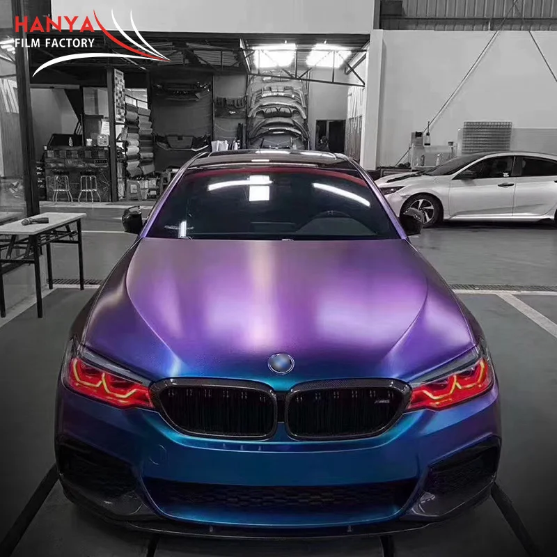 New Product 1.52*18m Matte Car Body Wrapping Chameleon Pearl Vinyl  Purple to Blue