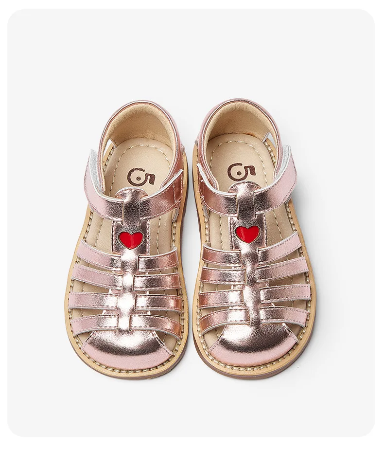 Wholesale Summer New Princess Shinny Leather Shoes Cute Casual Toddler Heart Sandals for Kids Girls 1 to 5 years old