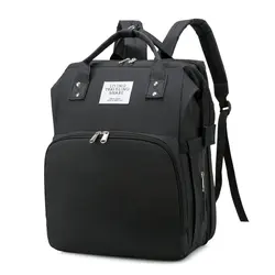 Wholesale Hot Travel Multifunctional Mom Backpack Folding Crib Usb baby diaper Bag With changing bed