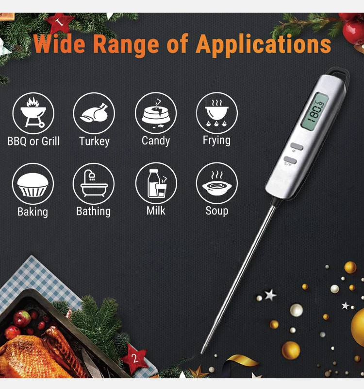 Ultra fast response food barbecue instant reading waterproof meat thermometer digital cooking thermometer