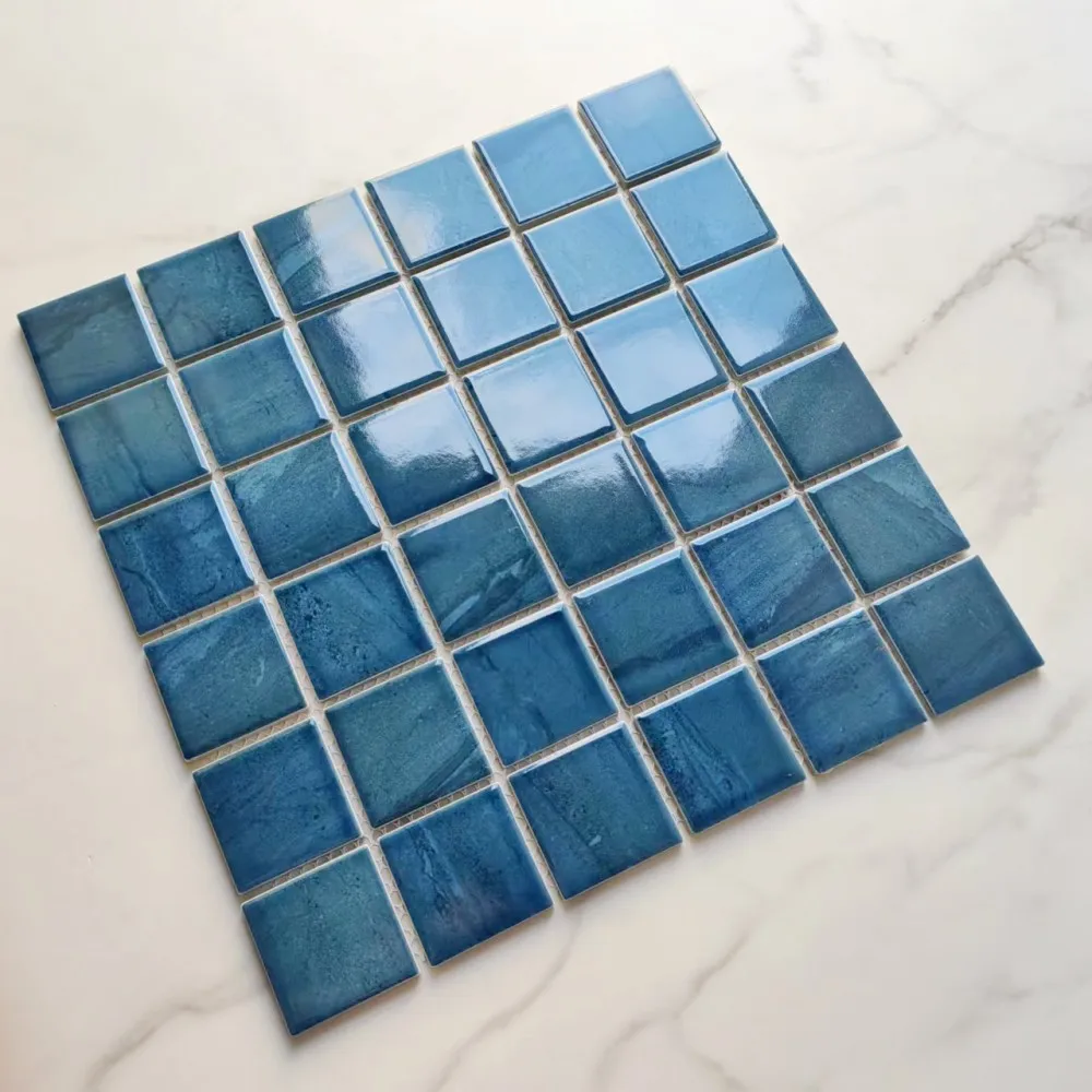 Hot Sale Blue color design glazed porcelain ceramic mosaic tile swimming pool