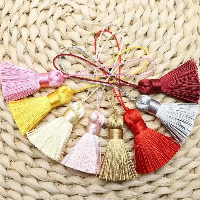 free sample smooth drappy polyester Silk tassel fringe China factory in stock custom color 5CM