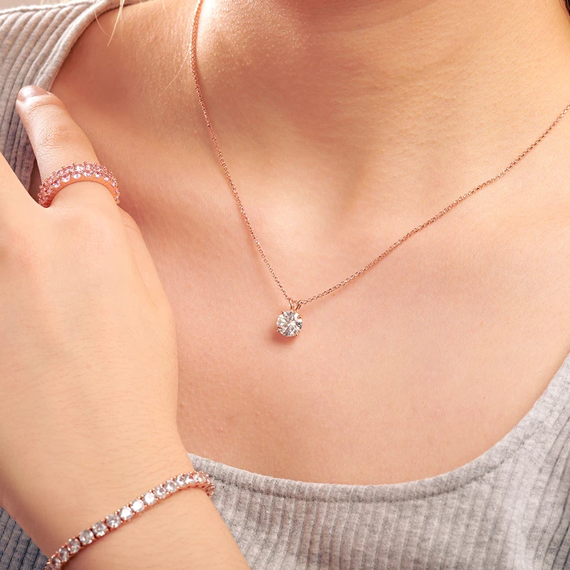 Drop Shipping 7 Days Fast Delivery 8mm 925 Sterling Silver Pass Diamond Tester VVS Moissanite Pendant Necklace