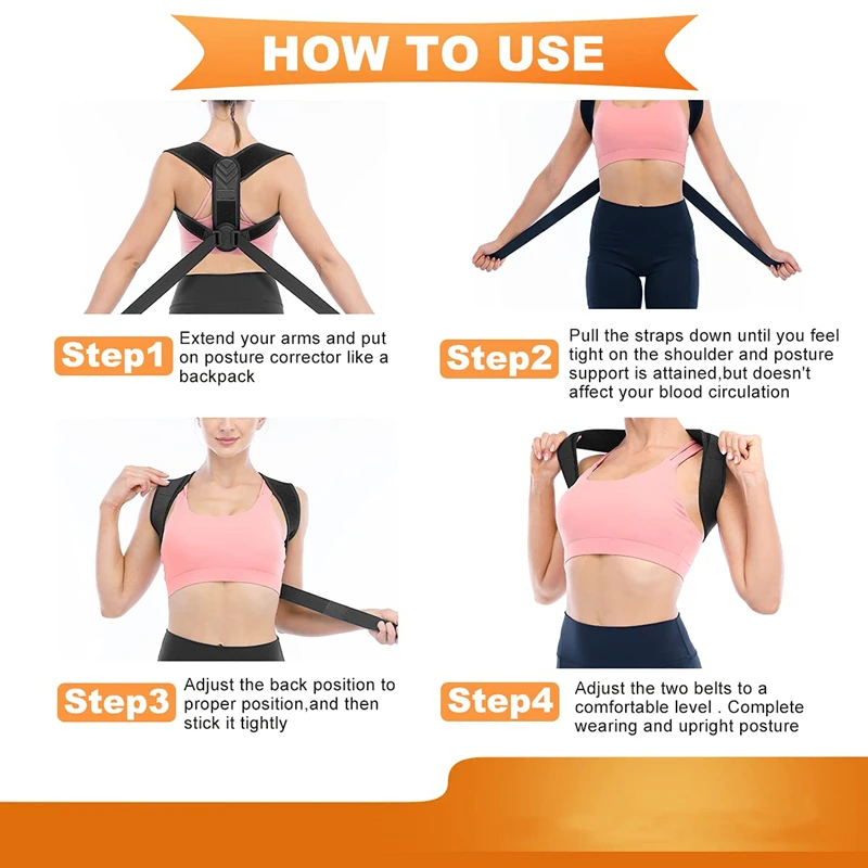 Posture Corrector For Men And Women Adjustable Upper Back Brace For Clavicle To Support Neck, Back and Shoulder