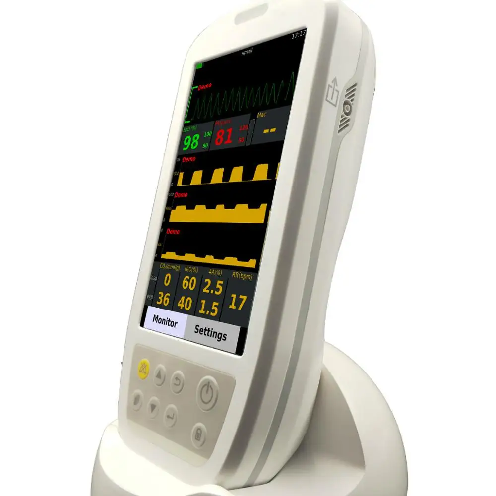 Portable Anesthesia Hand-held Vet medical device  Capnograph / EtCO2 /Agent Gas & Spo2