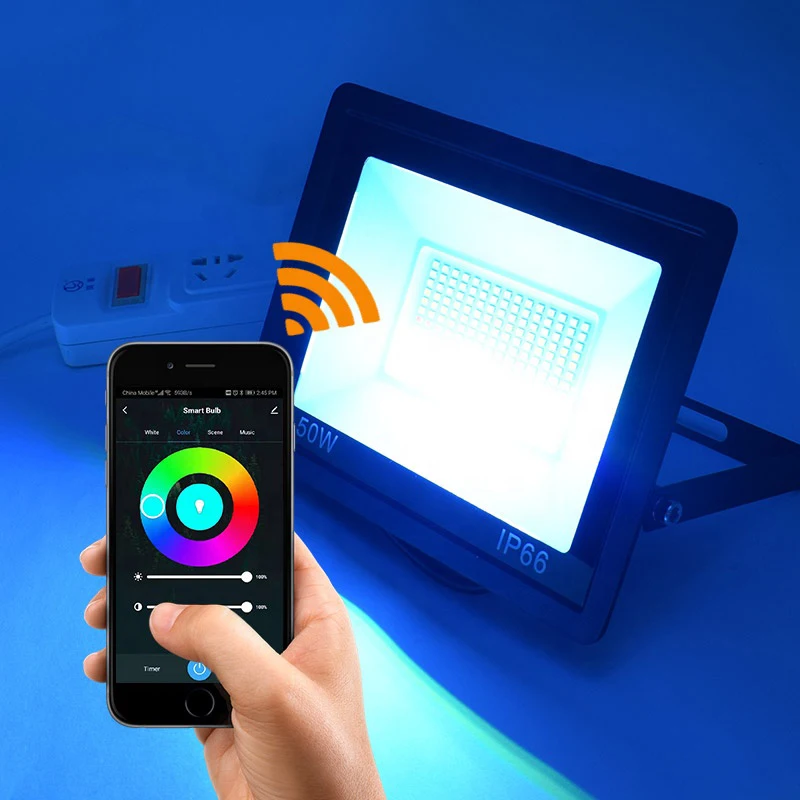 Tuya Smart IP66 Waterproof 30W Outdoor RGB WiFi Flood Light Dimmable Remote Control For Park Have Voice Control