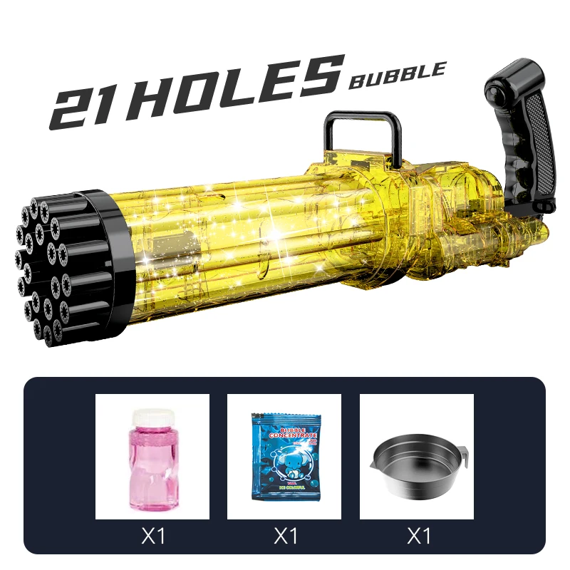 
upgrade 21 holes Gatling Bubble Machine Electric Bubble Gun Outdoor Toys Automatic Bubble Maker Machine 
