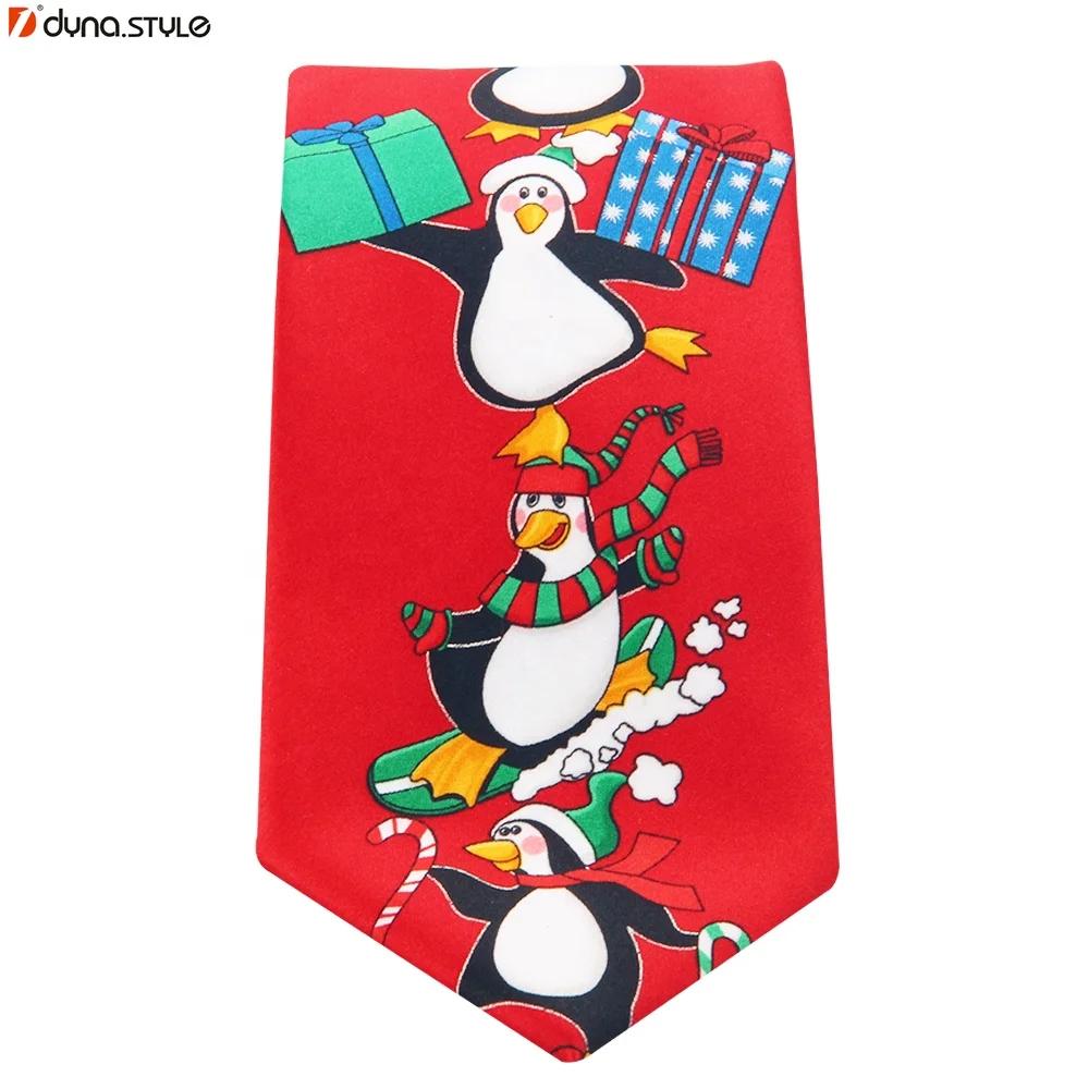 Lazy String-Pulling Polyester Woven Xmas Christmas Tie for Men
