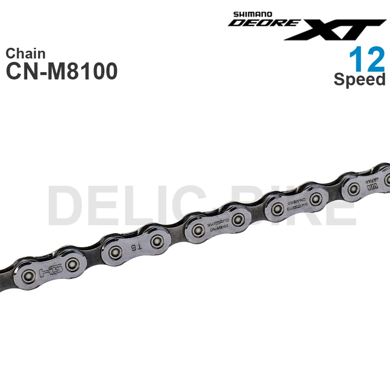 SHIMANO DEORE XT M8100- 12-Speed Bicycle Chains CN-M8100 HYPERGLIDE+ - SIL-TEC - MTB Chain 116/126L with Quick Link Original