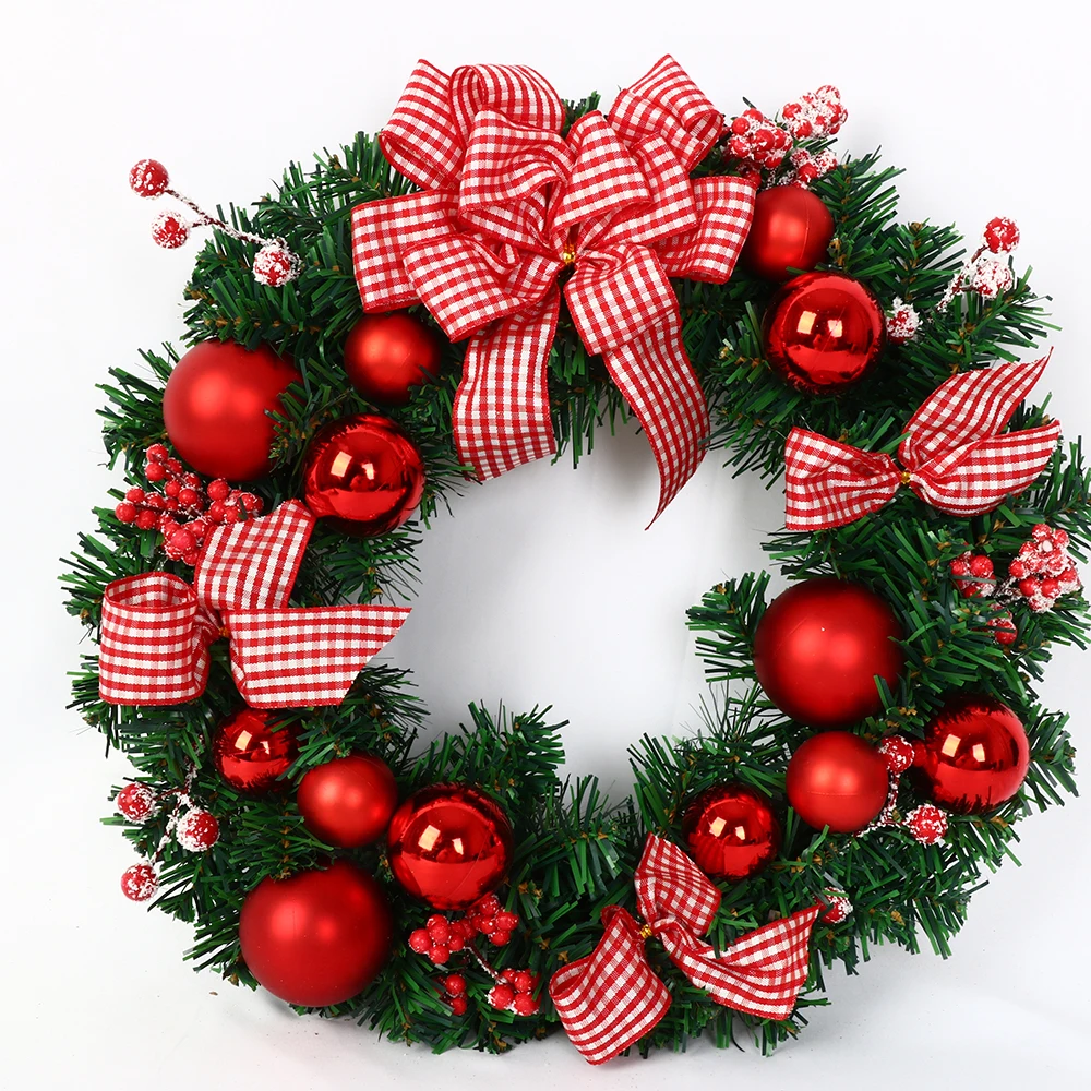 Classic Evergreen Artificial Christmas Wreath with Pine Cones and Red Berries, Long-Lasting Indoor Decor