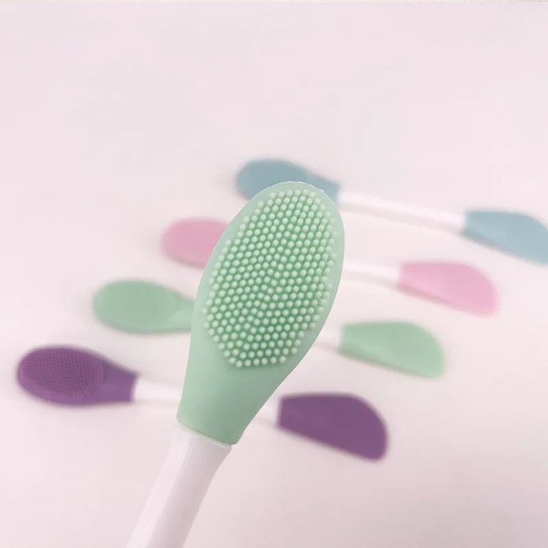 Silicone  2 In 1 Double Head Facial Clean Brush Soft DIY Mask Brush Multipurpose Face Cleaning Massager