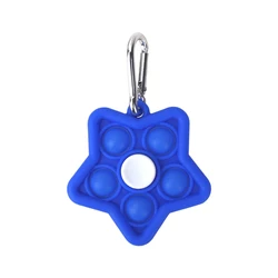 New Design Toys Five Stars Full Food Grade Silicone Push Pop Bubble Keychain Toy Fidget Spinner with Key Chain