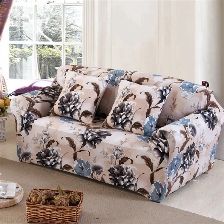 luxury comfy fancy floral printed cute blue teal full sofa cover