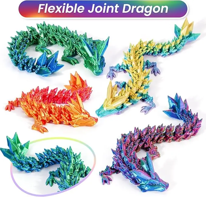 3D Printed Dragon Eggs with Dragon Inside, Mini Mystery Dragon Egg Articulated Crystal Fidget Toy