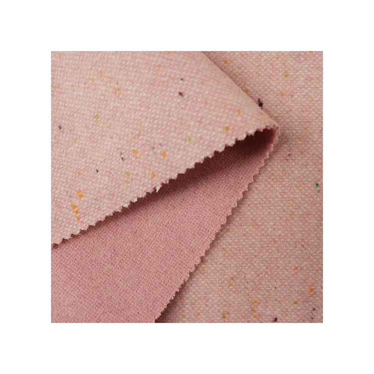 Современная Простота розовый новый узор шерсть полиэстер двухсторонняя твидовая ткань для женщин
