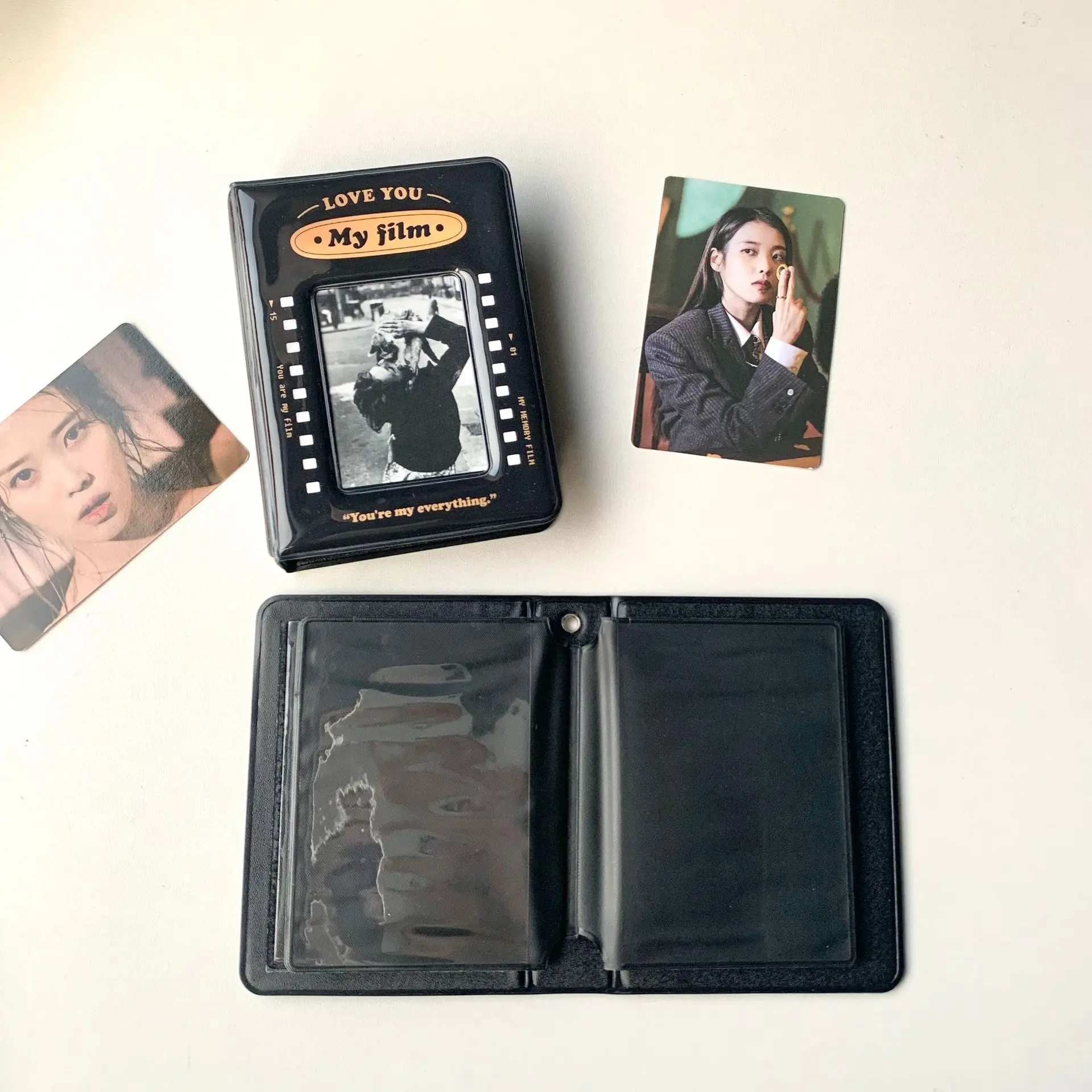 Оптовая продажа фотоальбом Kpop с индивидуальным принтом держатель для фотокарт мини-альбом черный квадратный в подарок