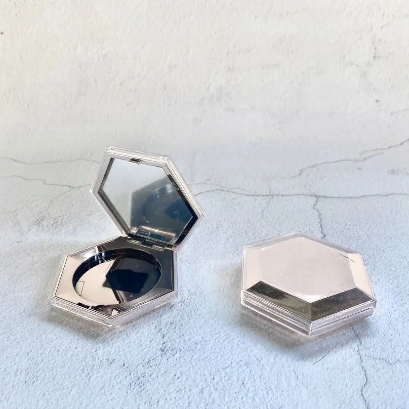 Rose Gold empty clear square compact powder container 40mm diameter pan blush case cosmetics small order accepted