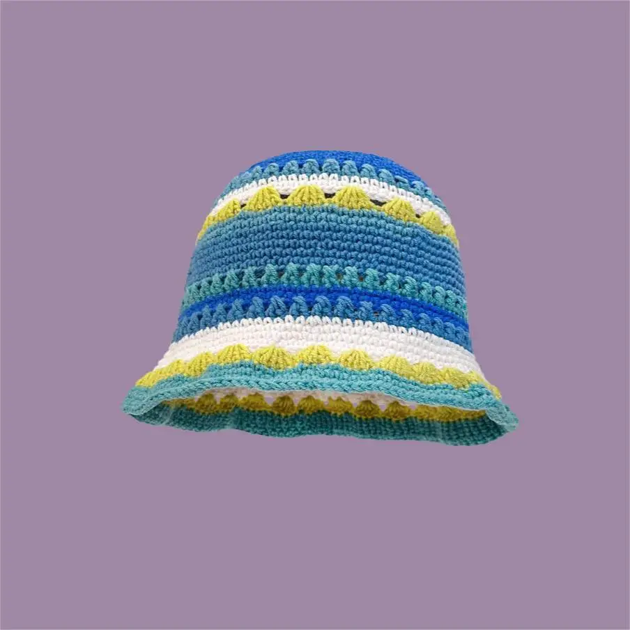 Support Customized Vintage Cherry Flowers Hand-knitted Pot Hat Female Fall and Winter Sweet Hundred With Wool Hat