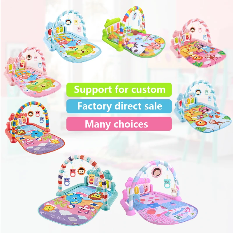 Hot-selling early education multi-functional baby gym play crawl musical cartoon mats pedal piano