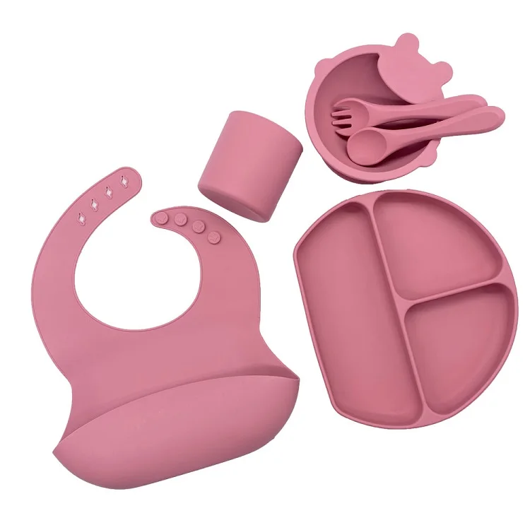 Silicon Baby Cutlery Set Baby Dishes For Feeding Dinner Plates Kids Dining Bowl With Spoon Baby Food Plate Set Sucton Plate