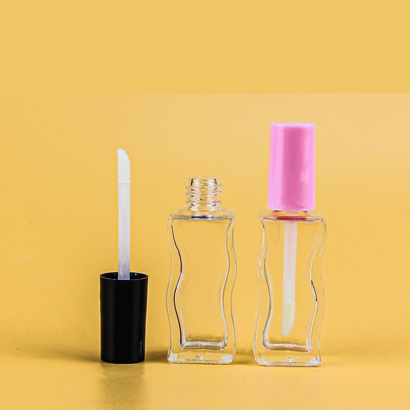 New Style Unique Wave 10ml Black Pink Lid liquid Container Concealer Lip Oil Tubes Empty Bottle for Nail Polish