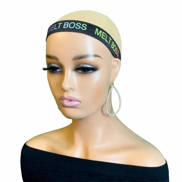 Custom elastic band adjustable edge slayer hair ties elastic hair bands printed logo elastic jacquard band for wigs