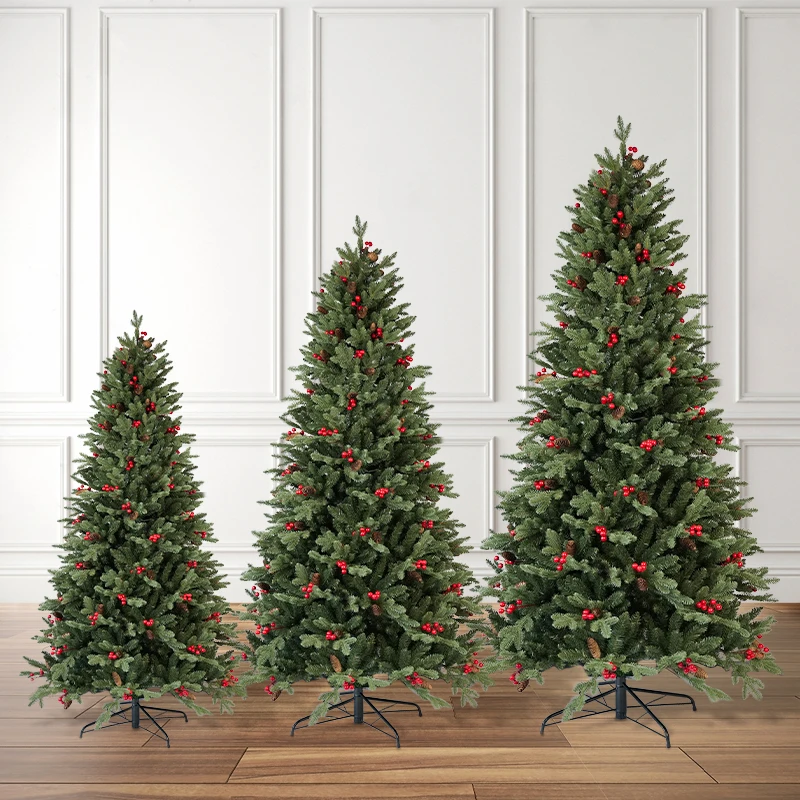 Wholesale Cheap Premium 6ft 7.5ft PE PVC Pre Lit Flocked Big Snow White XMAS Artificial Christmas Tree With Led Light