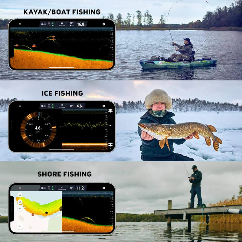 Deeper PRO Castable and Portable WiFi Fish Finder Depth Finder for Kayaks Boats on Shore Ice Fishing / Deeper Smart Sonar