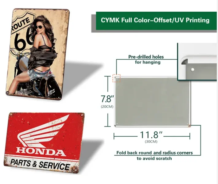 Customize metal tin sign Emboss Enamel vintage garage decorative poster retro metal tin plate plaque classic motorcycle car