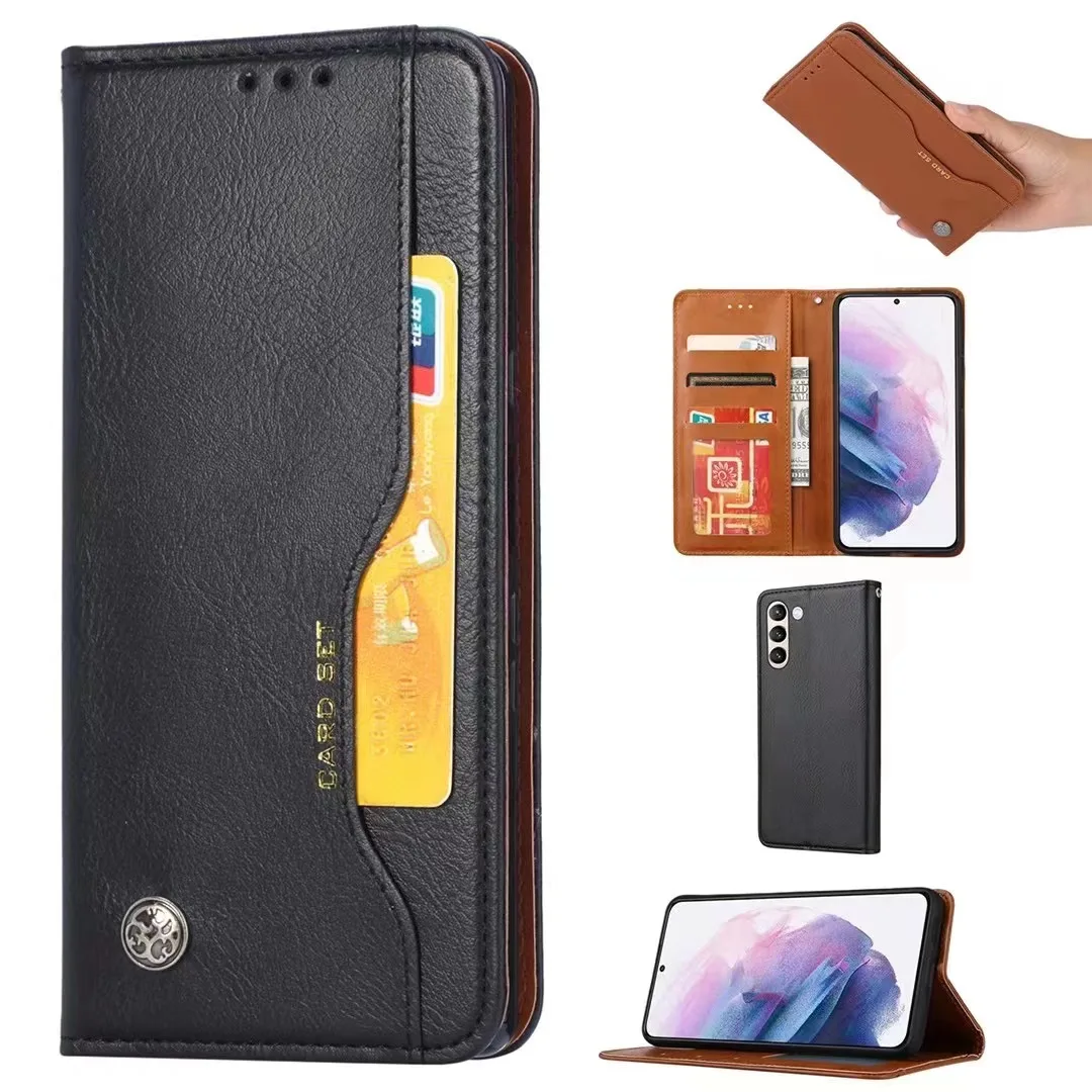 4 Credit Card  PU Horizontal  Leather Phone Case  for Galaxy S23