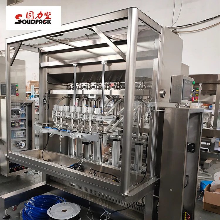 Automatic Water Juice Beverage Hand Sanitizer Filler 8 Nozzle PET Plastic Glass Bottle Liquid Filling Machine