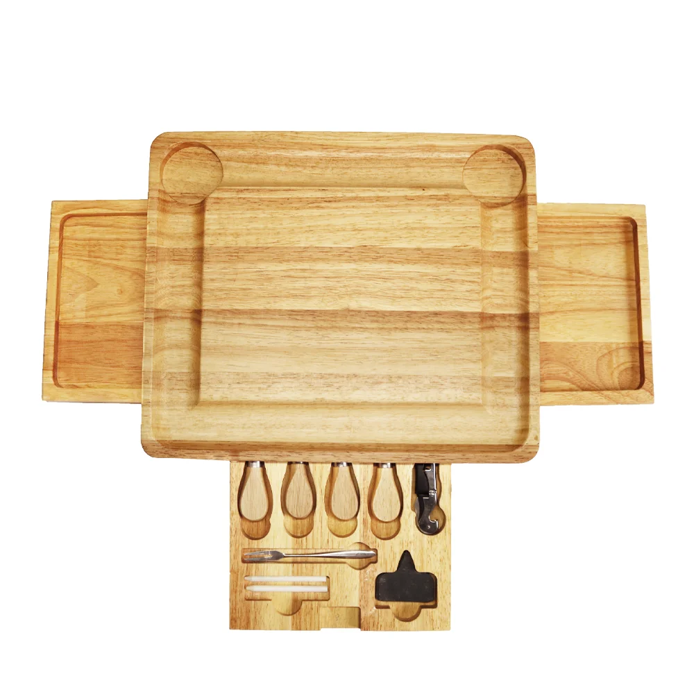 Amazon top seller 2022 home  kitchten With Slide Out Drawer Acacia Bamboo Cheese Board Charcuterie Platter