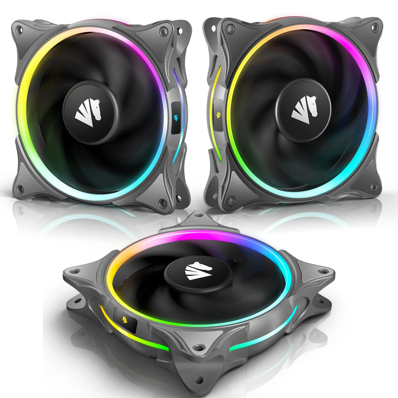 Asiahorse FS-9001 120mm Triple Light Silent 20 LED Light Addressable RGB Fan 5V PWM Controller PC Case Fans