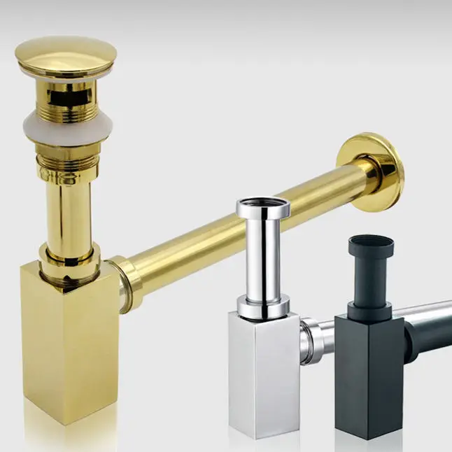 Drain Wall Extension For Basin Waste And Outlet Brass Wash Basin Siphon Waste Pipe Drain for sink Water drainage Bottle Trap