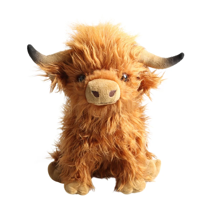 Custom Highlands Cows Brown Animal Weighted Plush Toy Stuffed Scotish Highland cattle Toy For Kids