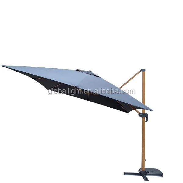 Outdoor Master 3x4M Wooden Coating Aluminium Patio Adjustable Umbrella Roma Umbrella 360 cross  Garden Umbrella