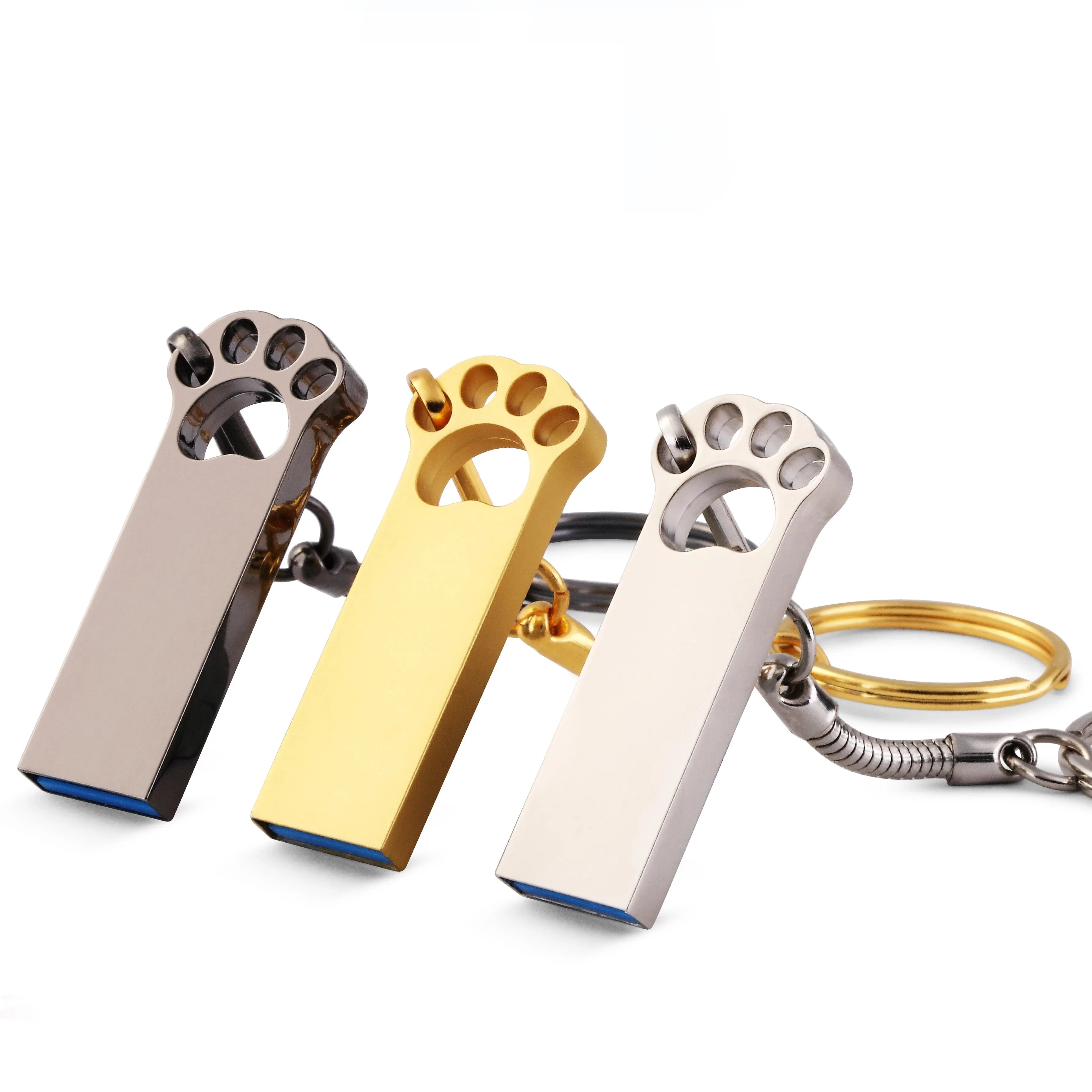 Wholesale Usb bear paw flash drive metal usb 3.0 Pen Drive 32 gb 64gb Memorias stick Cat Claw style pen drive