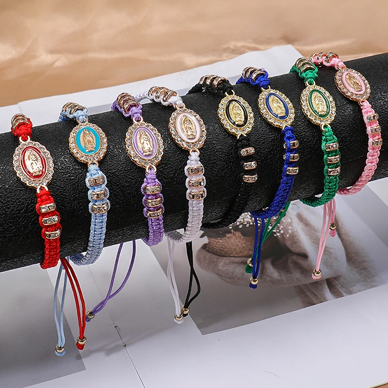Wholesale Braid Bracelet Amulet Protection Jewelry Gold Virgin Mary Weave Catholic Bracelet