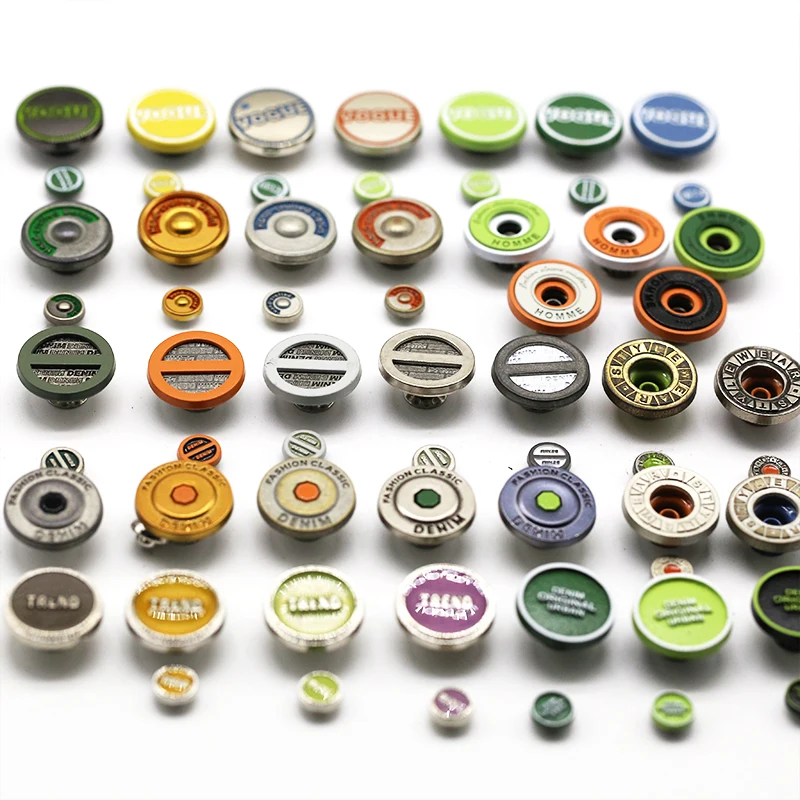 Factory Price Custom Logo Zinc Alloy Denim Button Metal Jeans Button With Rivets For Jeans