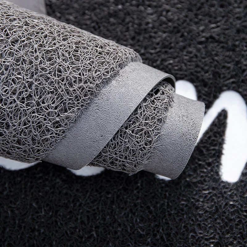 custom design wholesale home welcome rubber rug logo floor kitchen noodles carpet pvc coil non slip outdoor mat