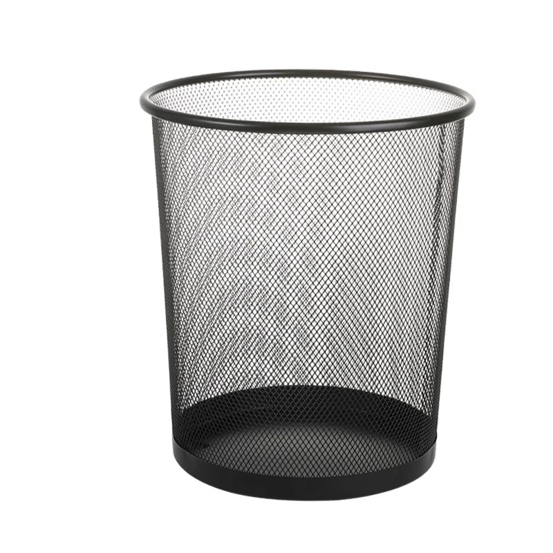 Paper Basket Trash Bin Round Metal Mesh Waste Bins Trash Can Dustbin Wastebasket Garbage Bin